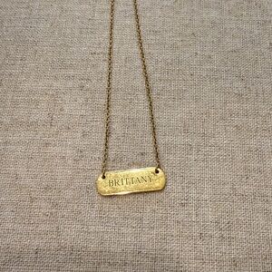 Stella & Dot Gold Nameplate Bar Necklace — Brittany